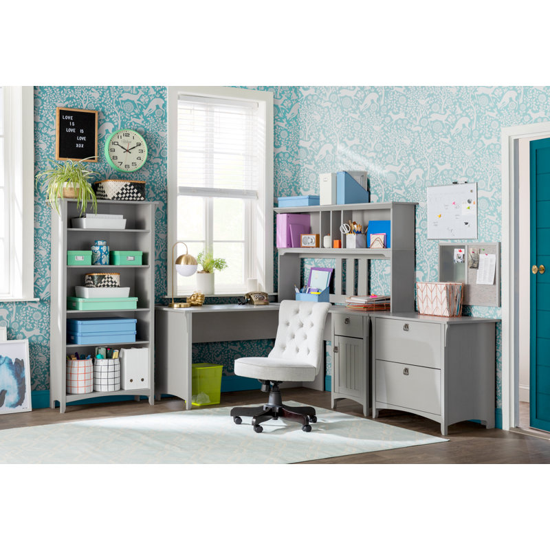 Lark Manor Pernell LShape Credenza Desk with Hutch & Reviews Wayfair